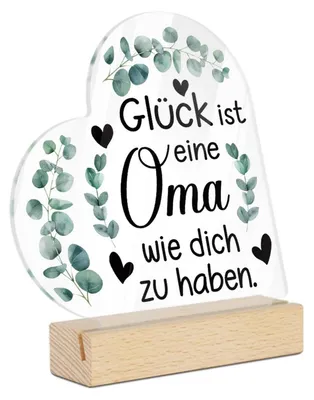 Immagine prodotto di Decorazione per tavolo in acrilico per la nonna, con motivo a cuore e scritta