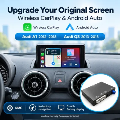 Obrázok produktu pre Bezdrôtové rozhranie s dotykovou obrazovkou pre systém Carplay, Android Auto a Mirror Link/AirPlay, kompatibilné s modelmi Audi RMC A1 (2012-2018) a Q3 (2013-2018)