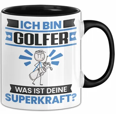 Produktbild von Golfer Tasse Geschenk für Golfer Geburtstag Lustiger Spruch Kaffee-Becher Was Ist Deine Superkraft (Schwarz)