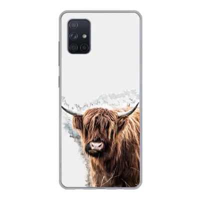 Produktbild von MuchoWow® Handyhülle Schutzhülle Hülle für Samsung Galaxy A71 Schottischer Highlander - Farbe - Grau Silikon Softcase Handy Hülle - Kartenbesitzer