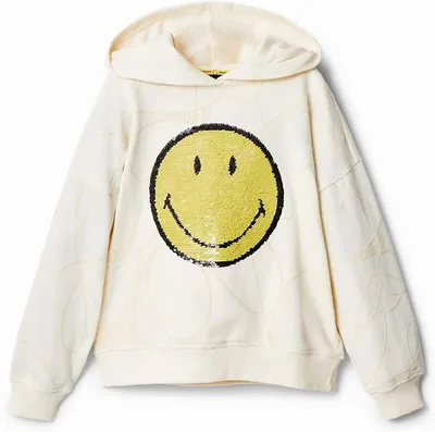Immagine prodotto di Felpa con cappuccio Desigual per bambina - Bianca con motivo smiley 22WGSK151001 TAGLIA L