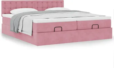 Produktbild von Eleganten-Stil Ottoman-Bett mit Matratzen Rosa 180x200 cm Samt - Klassische Betten CHY9998685