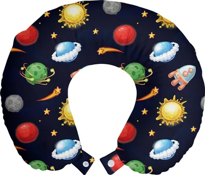 Produktbild von ABAKUHAUS Platz Reisekissen Nackenstütze, Cosmos mit Sonne Planeten, Schaumstoff Reiseartikel für Flugzeug und Auto, 30x30 cm, Mehrfarbig