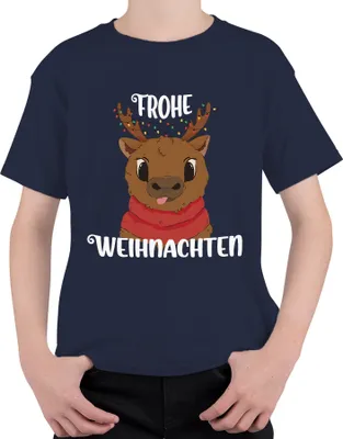 Produktbild von Frohe Weihnachten Rentier Süß - Weihnachten Weihnachtsgeschenk Christmas Uni Kinder T-Shirt, Navy, 104