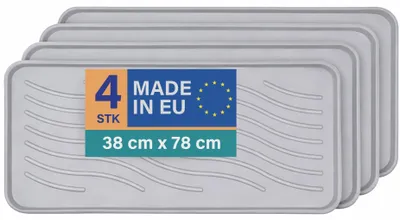 Produktbild von Schuhabtropfschale 78x38x2,5cm Hellgrau 4er-Pack, Schuhwanne mit hohem Rand, wasserdicht, robuste Abtropfmatte für Schuhe, Schutz vor Schmutz & Nässe
