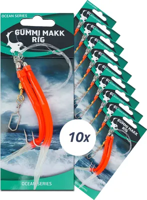 Produktbild von Eurocatch Gummi Makk Rig Rot 2-Haken 5/0 10x