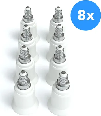 Produktbild von EAZY CASE 8x Lampensockel Adapter (E14->E27) - Konverter E14 Fassung auf E27 Lampenadapter, für LED-/Halogen- und Energiesparlampen Sockeladapter, Weiß