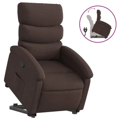 Image de vidaXL Fauteuil relax avec releveur Tissu marron foncé