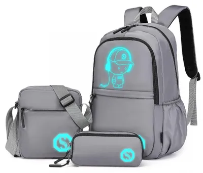 Productafbeelding van Graues 3-in-1 set: Rugzak, tas en pennenetui voor schoolgebruik, waterdicht, Mkid