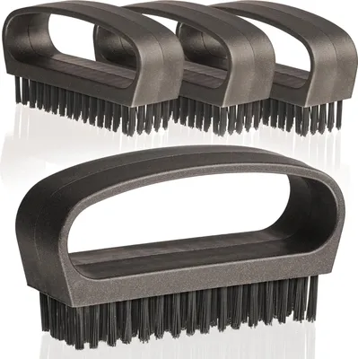 Productafbeelding van Nagelborstel met handvat - Stijve nagelborstel - Set van 4 stuks - Mat zwart