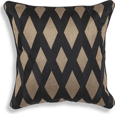 Produktbild von Casa Padrino Luxus Deko Kissen Schwarz / Gold 50 x 50 cm - Edles Zierkissen mit elegantem Rautenmuster - Luxus Qualität - Hotel Kollektion