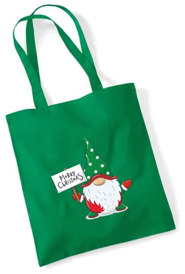 Produktbild von Huuraa Jutebeutel Wichtel Merry Christmas 10 Liter Kelly Green Baumwolle Tasche Geschenkidee