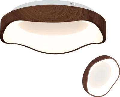 Produktbild von GOPLUS LED Deckenleuchte 24W, Deckenlampe Holz mit Holzmaserung & Metallrahmen, 3000K Hängelampe, Deckenbeleuchtung für Wohnzimmer, Esszimmer, Schlafzimmer []