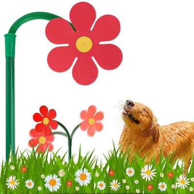 Produktbild von Sonnenblumen Gartensprinkler 360° rotierend 3/4 Zoll Anschluss Rasen Sprinkler Spiel Wasser Garten Bewässerung Kinder & Hund