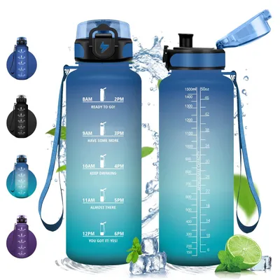 Produktbild von Omgoods - Wasserflasche Vikastar, 1,5 Liter - Auslaufsicher und wiederverwendbar - Motivierendes Design für Fitness