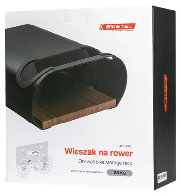 Obrázek produktu pro Nástěnný držák na kolo s úložným prostorem – úsporný, černý, značka BIKETEC