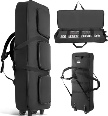 Produktbild von Keyboardtasche - Gigbag für 88 Tasten Keyboard & E-Piano - Maße 110 x 44 x 18 cm - Mit Rollen - Verstellbare Schultergurte - Gepolstert - Wasserabweisend - 1680D