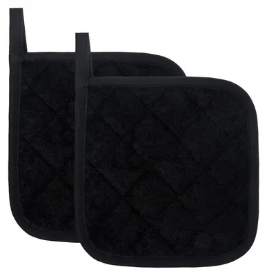 Productafbeelding van Hittebestendige topflappen, zwart, 2 stuks, 43,2 x 43,2 cm, katoen/polyester
