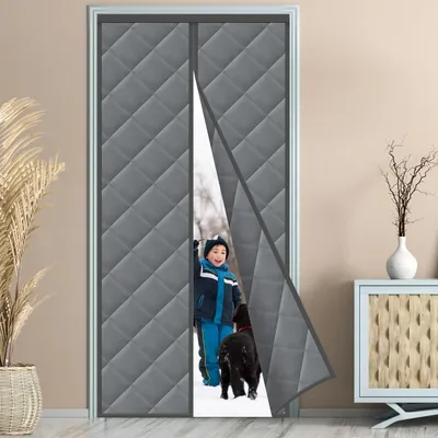 Produktbild von Wärmeschutzvorhang Tür 120x220cm Magnet Thermo Kälteschutz Wasserdicht Winddicht Dunkelgrau