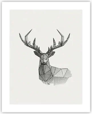 Produktbild von Poster - Poster ohne Rahmen - Hirsch Skizze Skandinavisch - 40x50 cm - Wand Bild - Wanddeko - Wandbilder - Kunstposter - Wandposter - Bilder - Kunstdruck - Wanddekoration - Wandbild - P2XPA40x50-4950