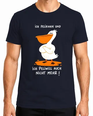 Zdjęcie produktu dla Koszulka męska "Ich Pelikann und ich Peliwill", model "Statement", kolor granatowy, rozmiar L