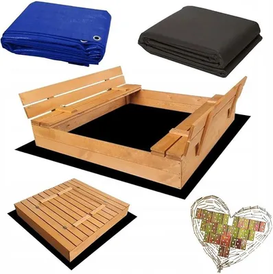 Produktbild von Silecomplaza Sandkasten Imprägniert aus Holz Sandbox mit Abdeckung Sitzbänken Deckel Plane Sandkiste