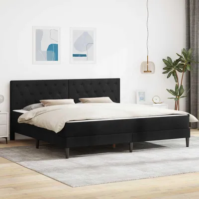 Obrázek produktu pro Maison Exclusive – postel s matrací a čelem, černá, 180 x 200 cm, samet