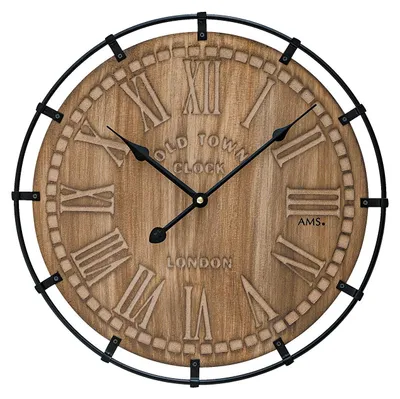 Image de Horloge mural avec boîtier en bois et chiffres romains