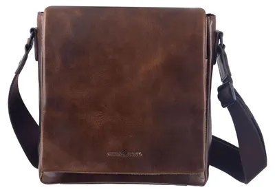 Image de GREENBURRY Cuir sac à épaule bandoulière Newport Crossover Bag Coffee marron foncé