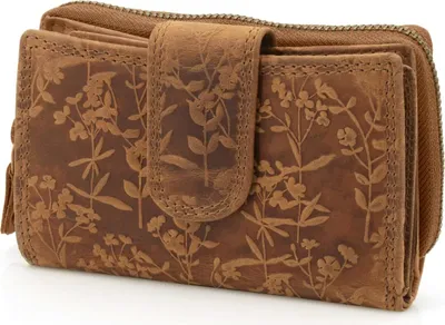 Produktbild von Damen Geldbörse aus weichem Leder mit RFID-Schutz - Damen-Portemonnaie (Braun)