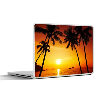 Produktbild von MuchoWow® Laptop Aufkleber Sticker Cover Palme - Sonnenuntergang - Strand - Orange - Tropisch 30x22 cm - Laptop-Sticker