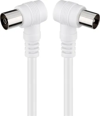 Produktbild von goobay Gewinkeltes Antennenkabel 2 x geschirmt weiß 5 m