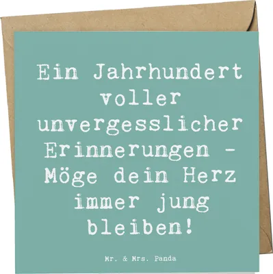 Produktbild von Mr. & Mrs. Panda Grußkarte Spruch 100. Geburtstag Erinnerungen - Meeresbrise - Geschenk, Glückwunschkarte, Jubiläum, anlasskarte, doppelkarte, Liebevoll, faltkarte, Alter