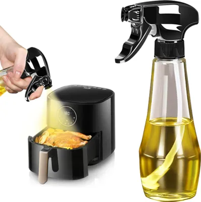 Produktbild von Extrem präzise Öl-Sprühflasche aus Glas - Multifunktionaler Premium Öl-Spray - Coole Küchen Gadgets für Speiseöl - Oil Spray zum Kochen,Schwarz