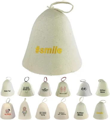Produktbild von Saunahut aus Wollfilz (SS20-010) Saunamütze mit witzigen Motiven, Filz Kopfschutz Saunakappe Filzkappe Mütze Filzhut Kappe Sauna Hut