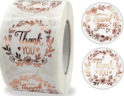 Produktbild von GKA 50 Stück Geschenkaufkleber Danke Thank You Aufkleber Etiketten Dekorative Sticker mit Gold Effekt 25 mm rund selbstklebend