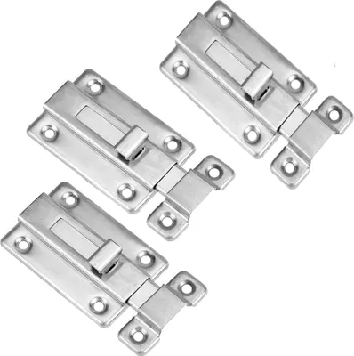 Produktbild von 3 StückTürriegel Schiebeschloss 3 Zoll Edelstahl Türverschlüsse mit 18 Schrauben Klein Sicherheitstürriegel für Gartentor Badezimmer Schuppen Toilette