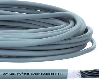 Immagine prodotto di 10 metri Lapp 0026104 Cavo di comando ÖLFLEX CLASSIC FD 810 7x0,5 mm² grigio con conduttore di protezione verde-giallo I Cavo altamente flessibile per catena di trascinamento I Cavo in PVC per catena di trascinamento 7G0,5 I Cavo di comando a 7 conduttori