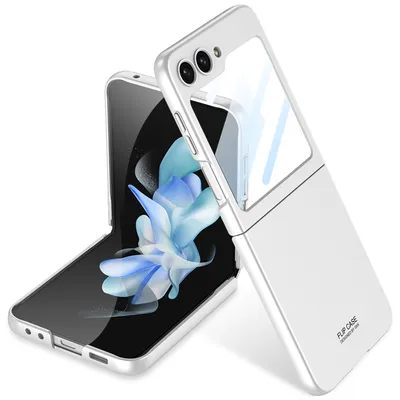 Obrázek produktu pro Pouzdro pro Samsung Galaxy Z Flip 5 Tenké Matné Pevné PC Pouzdro s Ochrannou Fólií na Displej Stříbro
