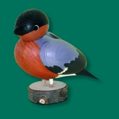 Immagine prodotto di Decorazione per tutto l'anno: uccellino di legno, modello Gimpel, altezza 11 cm, NUOVO