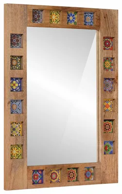 Produktbild von Badezimmer Spiegel Natur 50 x 70 x 3 cm Massivholz Mango