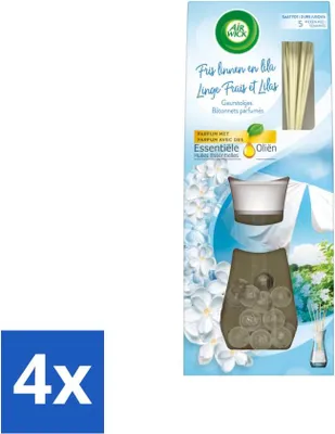 Obrázok produktu pre Air Wick vonné tyčinkové difuzéry - mäkká bavlna - esenciálne oleje - 33 ml - hodnotné balenie - 4 kusy