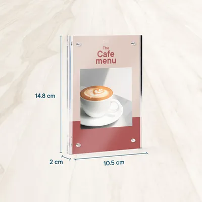 Image de Supports de table en acrylique, format DIN A6, magnétiques, de 2 x 10 mm, pour cartes de menu