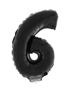 Produktbild von Zahlen Folienballon 41 cm mit Stab - Schwarz Zahl 6