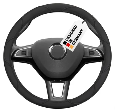 Produktbild von alca® Auto Lenkradhülle Luxus 37-39 cm Lenkradschoner seidenmatt schwarz weich Leder Universal griffsicher rutschfest bequem Lederoptik
