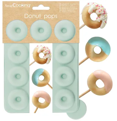 Image de ScrapCooking – Moule en silicone pour 12 mini-beignets – Moule pour beignets sur bâtonnets et sucettes