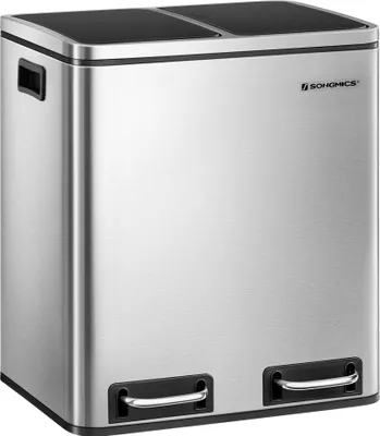 Obrázek produktu pro SONGMICS Odpadkový koš 30L Pedálový koš 2 x15L Nerezový odpadkový koš se separačním systémem a 2 vnitřními koši LTB30H