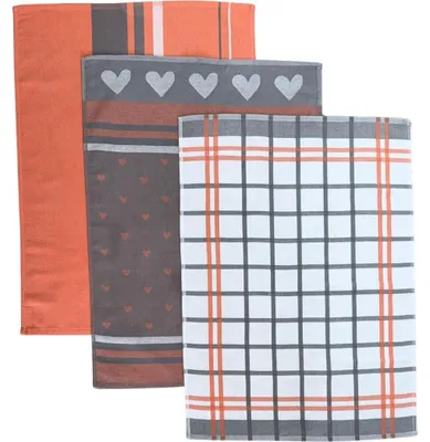 Obrázok produktu pre Extra savá utierka 50x70 cm Srdcia lososová/sivá 3 ks
