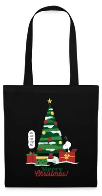 Produktbild von Spreadshirt Peanuts Merry Christmas Mit Snoopy Stoffbeutel, One size, Schwarz