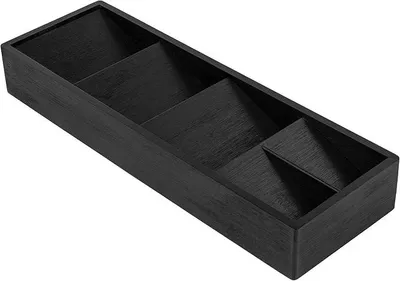 Produktbild von PolkaHome® Besteckkasten Organizer aus Bambus, 5 Fächer, Schubladen-Organizer für Küche, Bestecklade, Schwarz